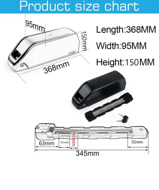 36V 20Ah e-bike battery with lithium-ion cells for 250W to 350W electric bike motors