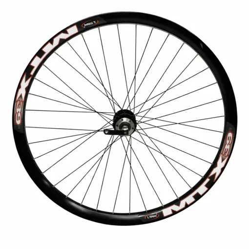MTX front wheel quick release hub detail with 9mm axle and 100mm spacing